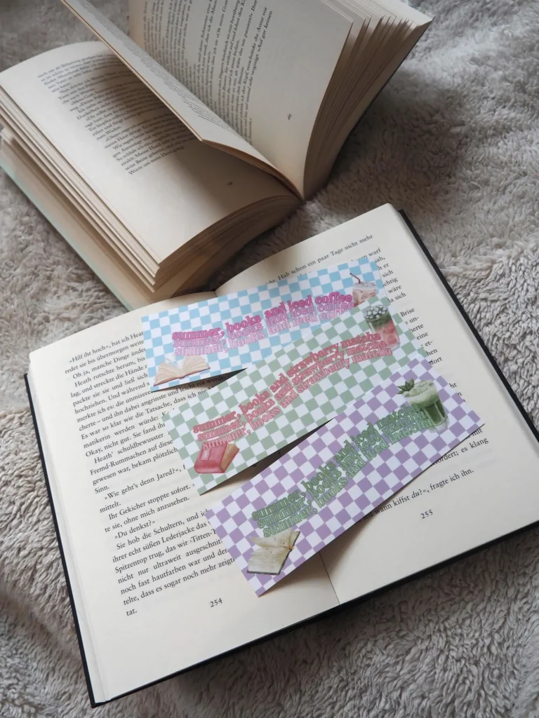 Summer Bookmarks – Books and Drinks | Coffee, Matcha & Strawberry Edition | Printed on both sides – Produktbild 8