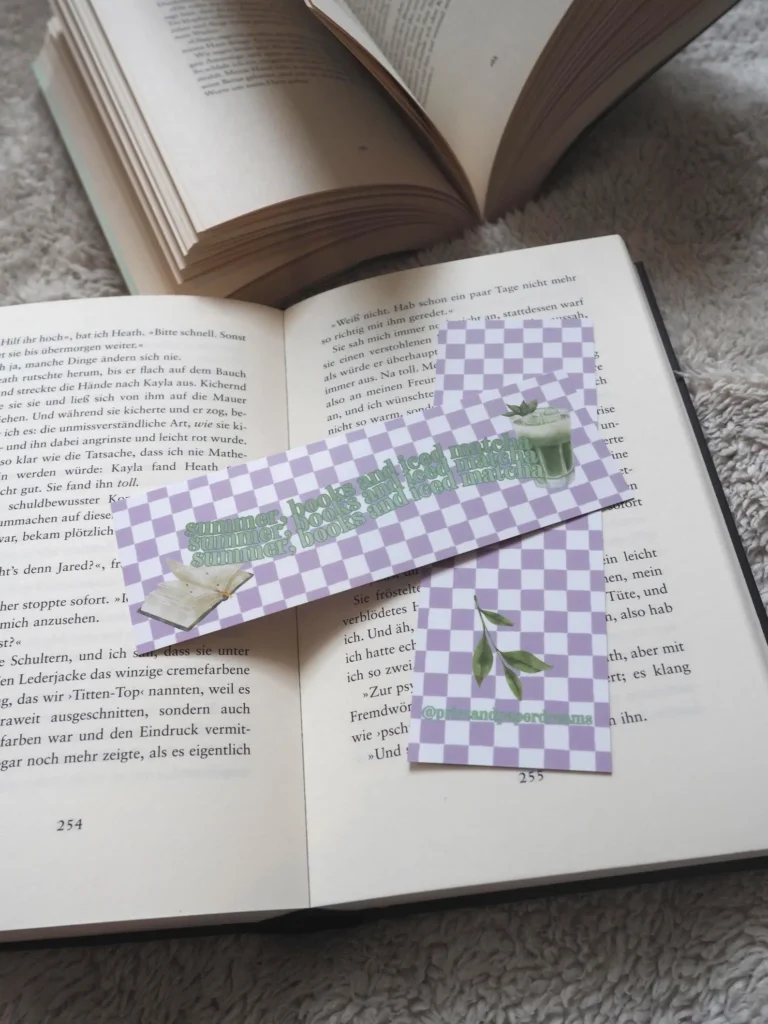 Summer Bookmarks – Books and Drinks | Coffee, Matcha & Strawberry Edition | Printed on both sides – Produktbild 3