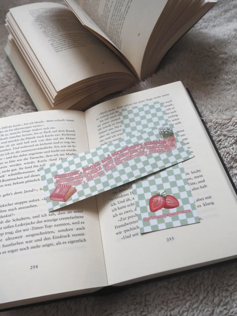 Summer Bookmarks – Books and Drinks | Coffee, Matcha & Strawberry Edition | Printed on both sides – Produktbild 4